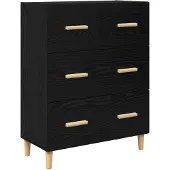 vidaXL Sideboard Schwarz Eichen-Optik 69,5 x 34 x 90 cm Holzwerkstoff