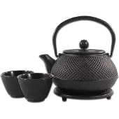Usorteret SakuraTea - Theepot Set - 4-delig - Gietijzer - Zwart - 0.8L - 2 Kopjes (100ml)