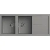 Elleci Unico 500 G48, Aufsatzwanne, Rechteckig, Granitek, Grau, 2 Becken, Rechteckig