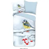 Muller Textil Duvet cover Good Morning 135x200 + 1* 80x80 cm - blue tit in the snow