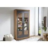 MASSIVMOEBEL24.DE Vitrine Sheesham 103x40x201 gebeizt TURIN #05