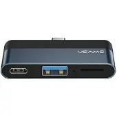 Usams Adapter USB für uns US-SJ491 USB-C - USB + USB-C Schwarz (6958444945620)