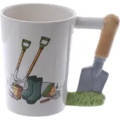 Puckator Garten Werkzeug Gartenschaufel geformter Henkel Tasse aus Dolomit-Keramik