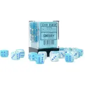 Chessex Gemini 12mm d6 Pearl Turquoise-White/blue Luminary Dice Block (36 dice)