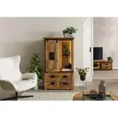 MASSIVMOEBEL24.DE Schrank Mango / Altholz 90x45x150 natur lackiert RAILWAY LUX #115