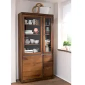 MASSIVMOEBEL24.DE Vitrine Sheesham 102x40x205 noble unique lackiert SYDNEY #101