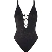 Triumph Badeanzug "Summer Sunset O 02", Damen, Gr. 36, Cup B, schwarz, Glitzergarne;Microfaser, Obermaterial: 70% Polyamid, 16% metallisierte Fasern, 14% Elasthan, Badeanzüge Badeanzug, weicher Lurex