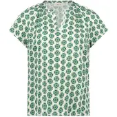 Cartoon Blusenshirt mit Rüschen in Green/Blue | Gr.: 44