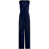 Vera Mont Jumpsuit "Jumpsuit mit Volant", Damen, Gr. 36, EURO, blau (night sky), Obermaterial: 95% Polyester PES. 5% Elasthan EL., Overalls Jumpsuit