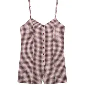 Superdry für Damen. W8012138A Gingham-Cami-Overall rot (S), Lässig, Baumwolle