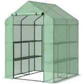 Furnicato Foliengewächshaus Begehbar Mit 8 Regalebenen 143x138x195 Cm Grün