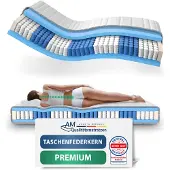 AM Qualitätsmatratzen | Premium 7-Zonen Taschenfederkernmatratze | 80x160 cm | H1 | Tonnentaschenfederkernmatratze | 80/160 | Federkernmatratze | Härtegrad H1 | 7 Zonen | 24 cm Höhe