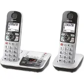 Panasonic KX-TGE522, DECT-Telefon, Kabelloses Mobilteil, Freisprecheinrichtung, 150 Eintragungen, Anrufer-Identifikation, Silber