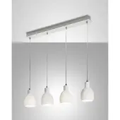 FABAS LUCE Moderne Pendelleuchte Marina aus Metall und weißer Keramik, 4 E27-Fassungen, elegantes Design für die Innenbeleuchtung, 960 x 85 mm