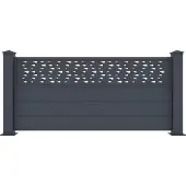 Vente-unique Stehzaun Höhe 89 cm aus gemustertem Aluminium Breite 189 cm anthrazit BAZIO