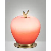 FABAS LUCE Wendy Tischleuchte, 8 W integrierte LED, 3000 K, Rot und Messing satiniert, Touch-Dimmung, mundgeblasenes Glas - elegantes Design