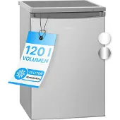 Bomann Kühlschrank mit Gefrierfach | mit 120L Nutzinhalt | Kühlen 107L & Gefrieren 13L | Fridge mit 3 Türablagen & 2 Glasablagen | KS 2184.1 inox