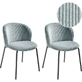 Beliani Esszimmerstuhl 2er Set Hellblau aus Cord Stoff Gepolstert Abgerundete Rückenlehne Retro Eleganter Moderner Stil Stühle für Esszimmer Küche