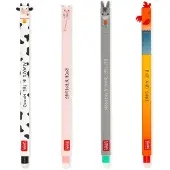 Legami Erasable Gel Pen Set Farm Sweet Farm, 4-tlg., löschbare Gelstifte, Gelschreiber, Kuh, Schwein, Esel, Hahn, EPSET0016