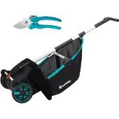 Gardena Blatt- und Rasensammler mit ausziehbarem Fangsack, rotierendem Bürstensystem und ergonomischem Griff