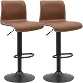 CLP 2er Set Barhocker Henchy Kunstlederbezug höhenverstellbar drehbar | Farbe braun
