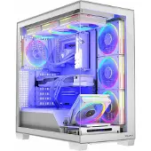 Modecom Volcano Stellar ARGB 8F PC-Gehäuse, Weiß, Midi Tower, 8 ARGB Lüfter, Glas Seitenteil, Staubfilter, Kabelmanagement