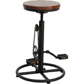 Mendler Barhocker MCW-N19, Barstuhl Tresenhocker, höhenverstellbar drehbar Fußablage Industrial Metall Massiv-Holz braun