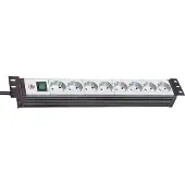 Brennenstuhl -Line 19" Steckdosenleiste für Schaltschränke 8-fach schwarz/lichtgrau 3m H05VV-F 3G1,5 19"-Format, 1156057018