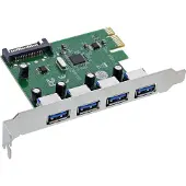 InLine 76666M, PCIe, USB 3.2 Gen 1 (3.1 Gen 1), Männlich, PCIe 2.0, SATA 15-Pin, Grün, Silber
