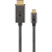 Goobay USB-C-auf-HDMI-Kabel, 2 m, schwarz;silber