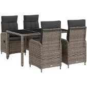 vidaXL Outdoortisch-Set 5 pcs Hellgrau und Dunkelgrau 150 x 90 x 75 cm