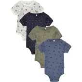Pippi Kurzärmliger Body 4er-Pack, Deep Lichen Green, 74, Babykleidung