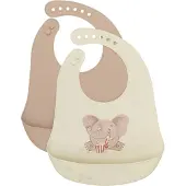 CeLaVi Lätzchen - Silikon - 2er-Pack - Warm Taupe - - One Size - Lätzchen