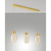 FABAS LUCE Lapo LED-Pendelleuchte, 36 W, 3900 lm, 3000 K warmweiß, Metallrahmen und cognacfarbenes Borosilikatglas, stufenlos dimmbar - Lapo