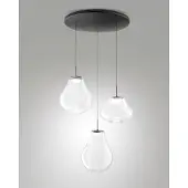 FABAS LUCE Deva Pendelleuchte Ø500mm 42W LED 4530lm CCT 2700K/3000K/4000K Dimmbar Metallstruktur und transparentes Borosilikatglas - Deva