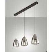 FABAS LUCE Britton Pendelleuchte aus Metall & Borosilikatglas, rauchfarben, E27-Fassung, 3 x 40W, elegantes Design für den Innenbereich, Schutzart IP20