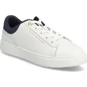 Tommy Hilfiger Weiße Damensneaker mit blauen Akzenten und herausnehmbarem Fußbett