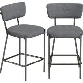 HOMCOM Barhocker 2er Set Barstühle mit Fußstütze, Rückenlehne, 63 cm Sitzhöhe