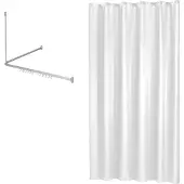 Sealskin Duschvorhangstangen-Set mit Duschvorhang Easy Roll Mat Aluminium / Weiß
