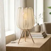LumenXL Tischlampe Solva aus Stoff - hellbeige