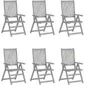 vidaXL Verstellbare Gartenstühle 6 Stk. Grau Massivholz Akazie