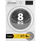 Whirlpool CWSD83MWWSFR, Freistehend, Frontlader, Wärmepumpe, Weiß, Drehregler, Links