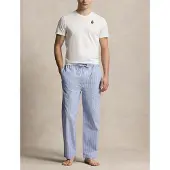 Ralph Lauren für Herren. 714931645009 Baumwollpyjama mit Bär Polo Bär weiß, blau (L), Heimtextilien, Baumwolle, Kurzarm