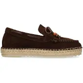 Manfield Braune Veloursleder-Espadrilles mit Fransen | Größe 41