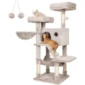 Songmics Kratzbaum gross für Katzen Ombré-Braun-Weiss