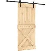 Syfax Schiebetür Natürlich und Schwarz 90 x 210 cm Massivkiefer