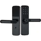 INF Schwarzes Smart Türschloss mit App, Passwort, Karte und Schlüssel, Tuya