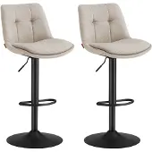 Vasagle Barhocker 2er Set aus Flanell höhenverstellbar drehbar cremeweiß LJB195W02