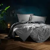 Lorena Uni Mako-Satin Bettwäsche Classic Stehsaum 155x220 cm + 80x80 cm | taube - grau