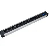 As Schwabe as-Schwabe 10-fach Aluminium-Steckdosenleiste 1,5m Überspannungsschutz 230V IP20